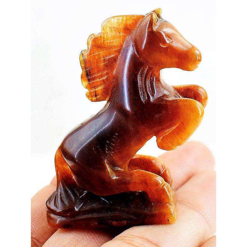 gemsmore:Amazing Golden Tiger Eye Hand Carved Horse