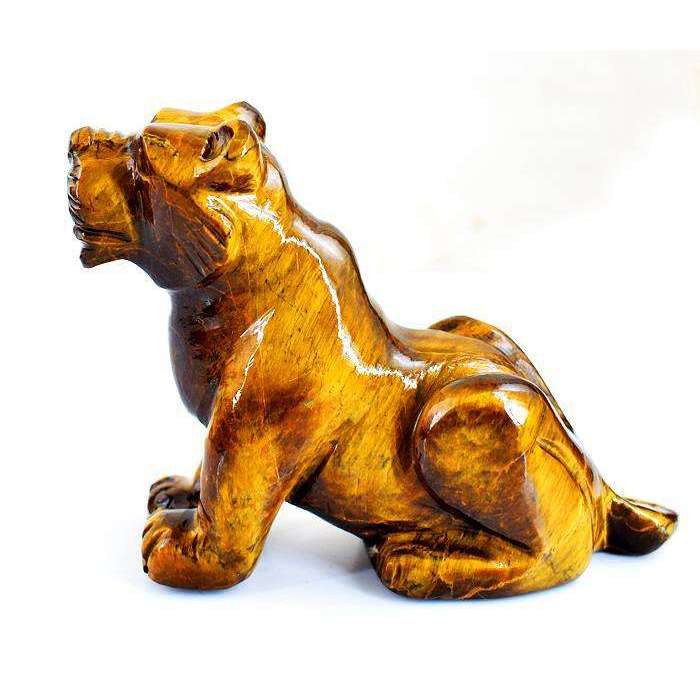 gemsmore:Amazing Golden Tiger Eye Hand Carved Lion