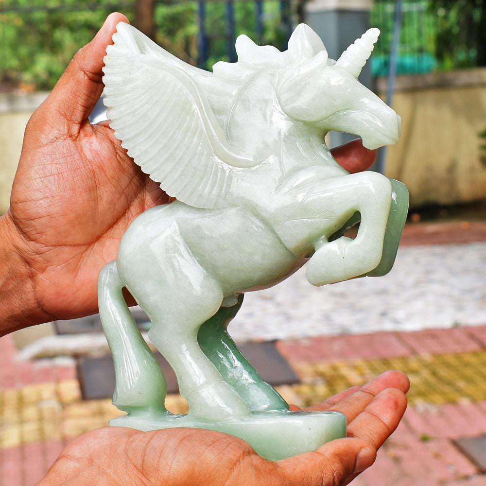 gemsmore:Amazing Green Aventurine Pegasus Carved Horse