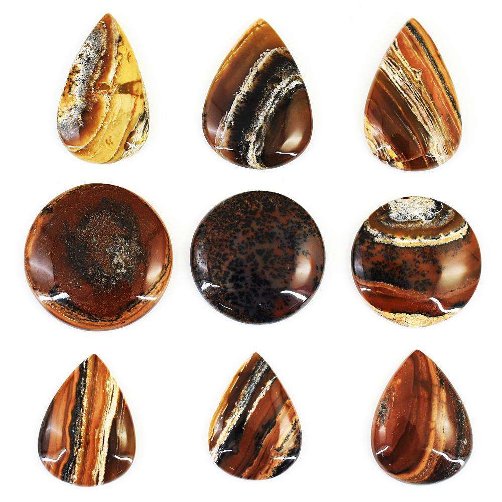gemsmore:Amazing Honey Dendrite Untreated Gemstone Cabochon Lot