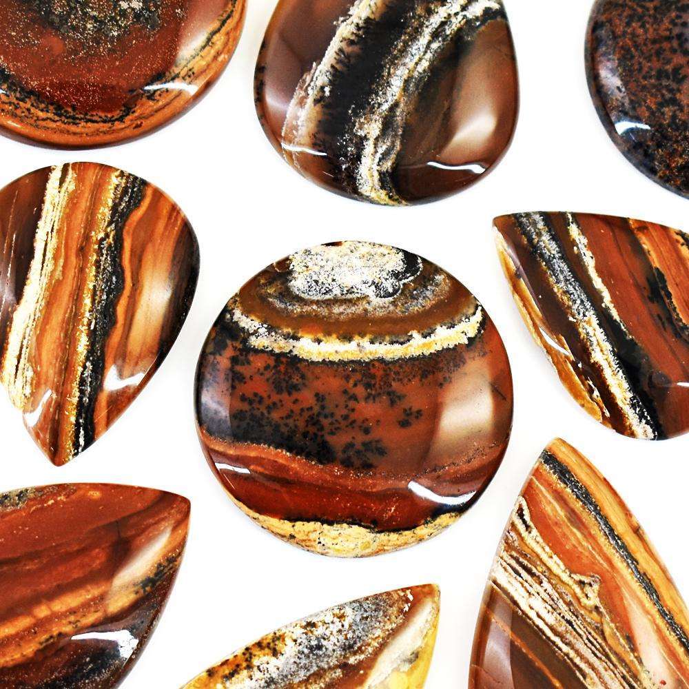 gemsmore:Amazing Honey Dendrite Untreated Gemstone Cabochon Lot