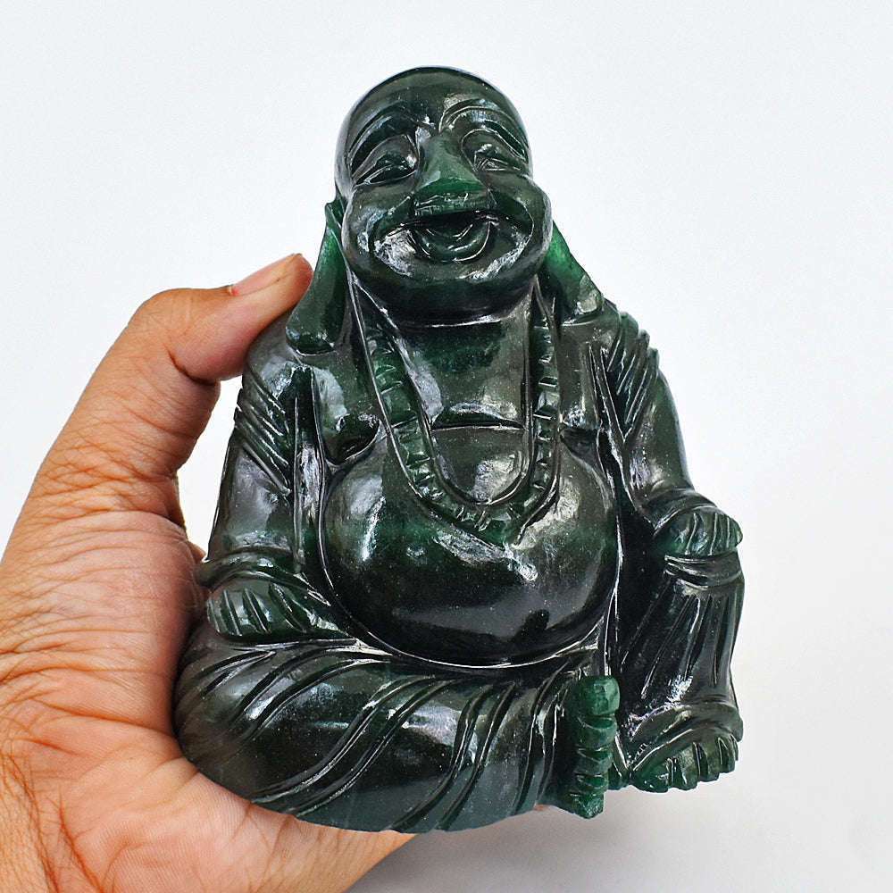 gemsmore:Amazing Jade Hand Carved Genuine Crystal Gemstone Carving Laughing Buddha