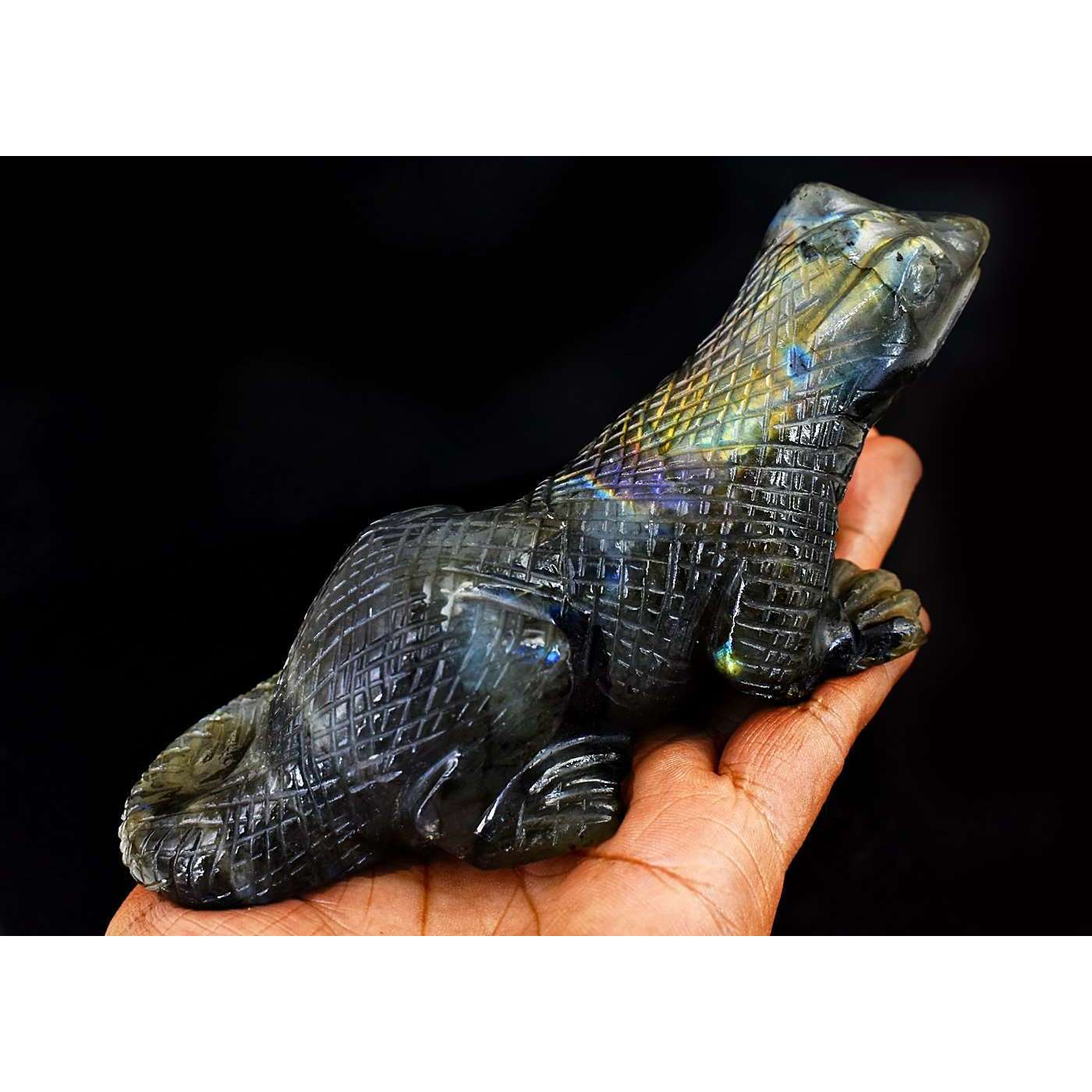 gemsmore:Amazing Labradorite Hand Carved Genuine Crystal Gemstone Carving Dragon