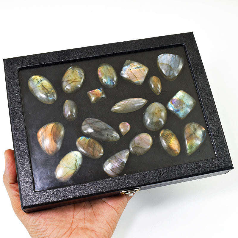 gemsmore:Amazing Labradorite Untreated Gemstone Cabochon Lot