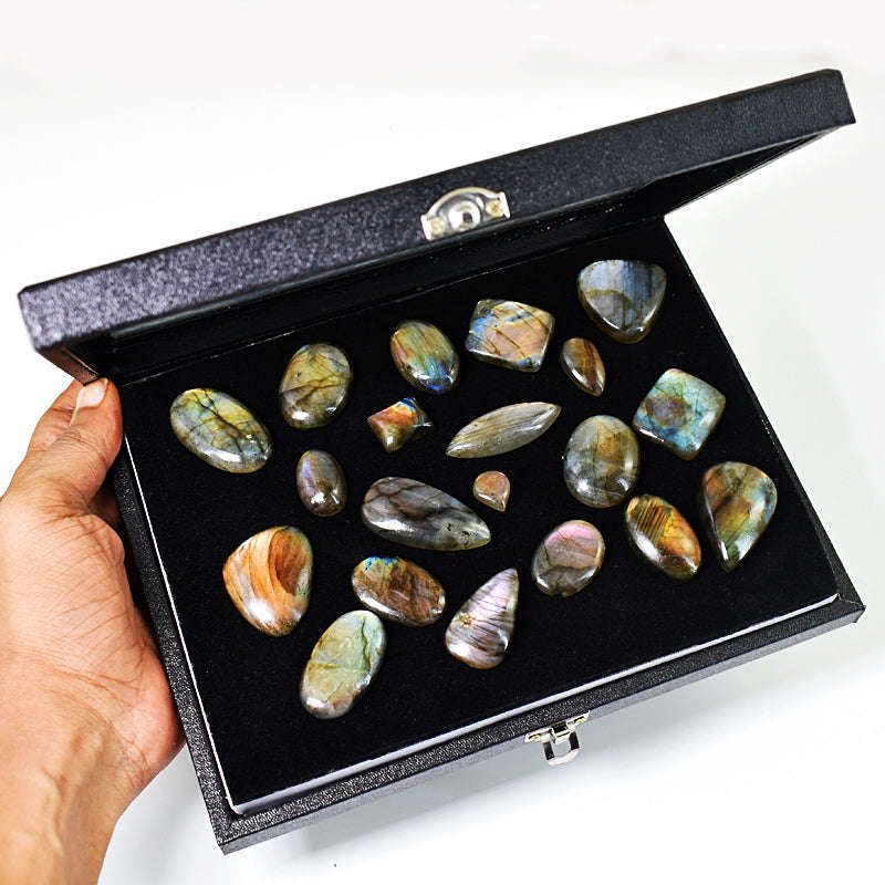 gemsmore:Amazing Labradorite Untreated Gemstone Cabochon Lot