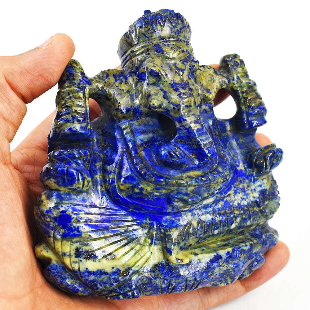 gemsmore:Amazing  Lapis Lazuli Hand Carved Genuine Crystal Gemstone Carving Lord Ganesha