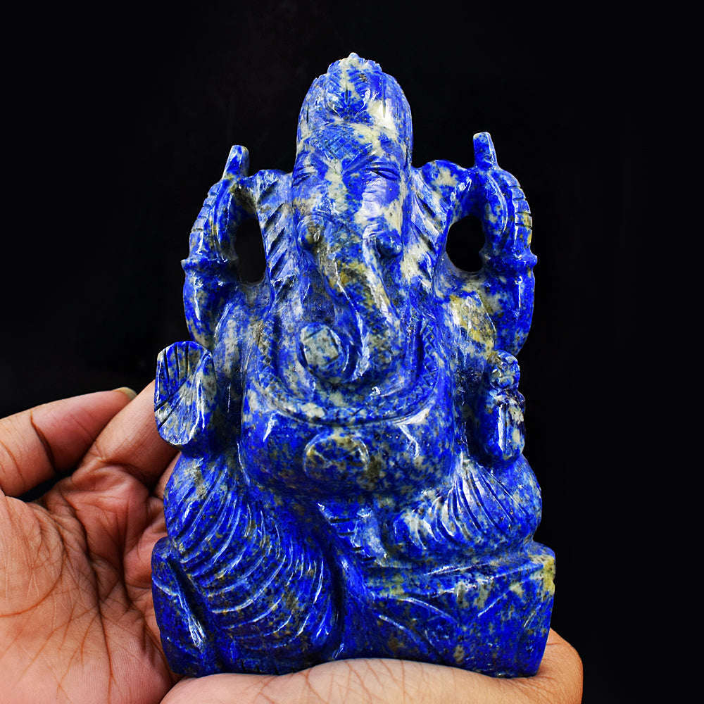 gemsmore:Amazing Lapis Lazuli Hand Carved Genuine Crystal Gemstone Carving Lord Ganesha