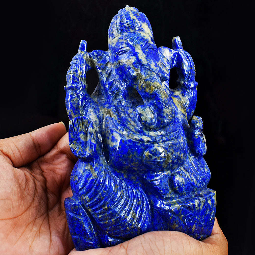 gemsmore:Amazing Lapis Lazuli Hand Carved Genuine Crystal Gemstone Carving Lord Ganesha