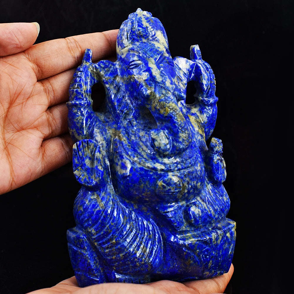 gemsmore:Amazing Lapis Lazuli Hand Carved Genuine Crystal Gemstone Carving Lord Ganesha