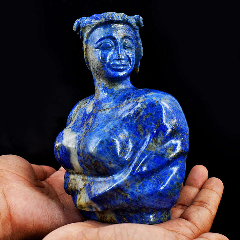 gemsmore:Amazing Lapis Lazuli Hand Carved Genuine Crystal Gemstone CarvingAphrodite Greek Goddess