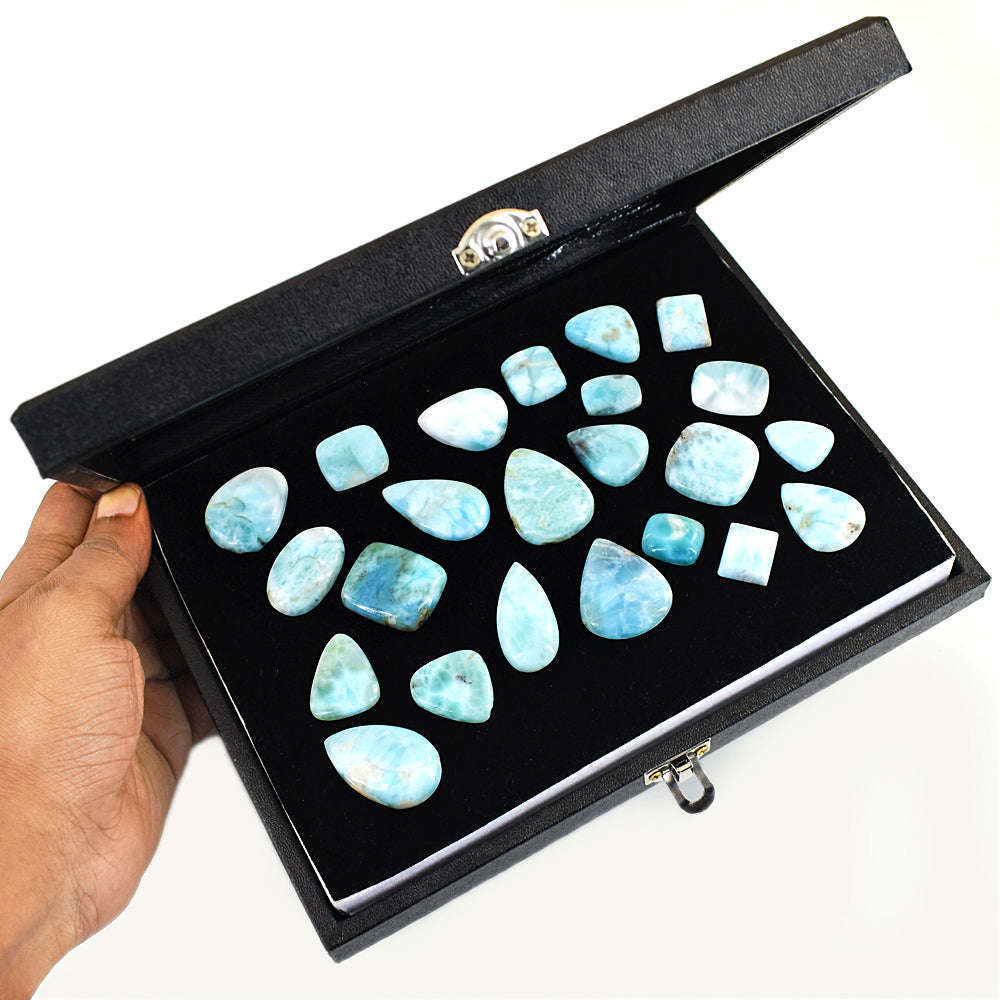 gemsmore:Amazing Larimar  Untreated Gemstone Cabochon Lot