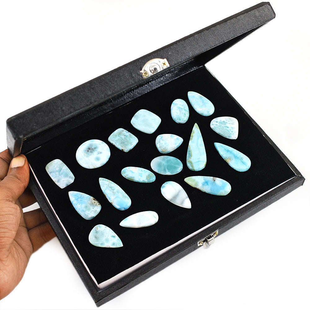 gemsmore:Amazing Larimar Untreated Gemstone Cabochon Lot