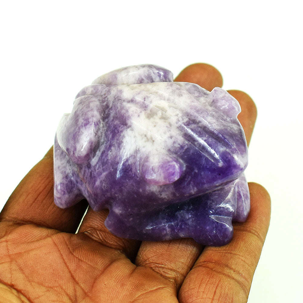 gemsmore:Amazing Lepidolite Hand Carved Genuine Crystal Gemstone Carving Frog