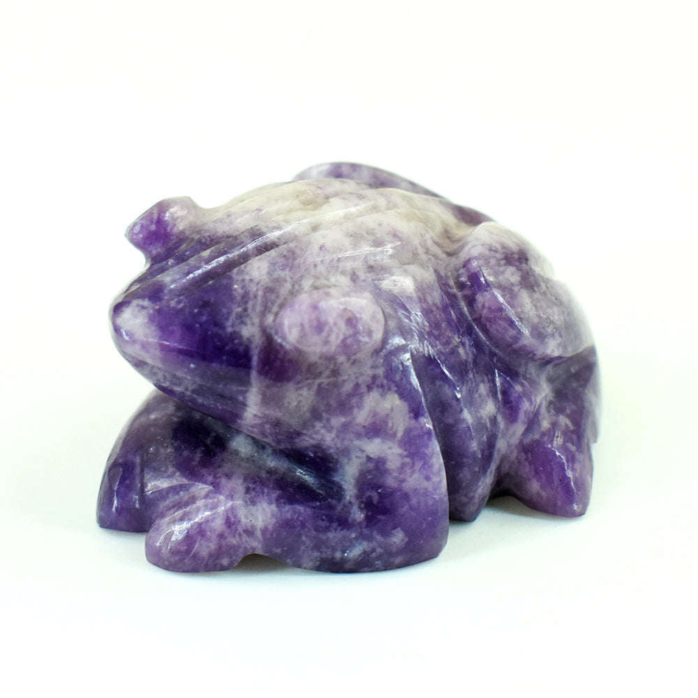 gemsmore:Amazing Lepidolite Hand Carved Genuine Crystal Gemstone Carving Frog