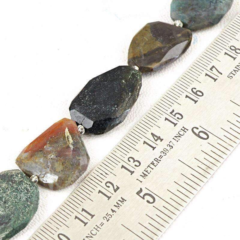 gemsmore:Amazing Moss Agate Beads Strand - Natural Faceted Drilled