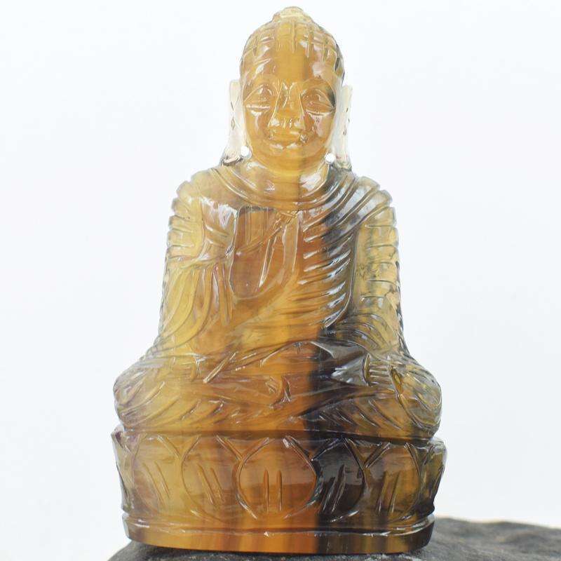 gemsmore:Amazing Multicolor Fluorite Carved Lord Buddha Idol