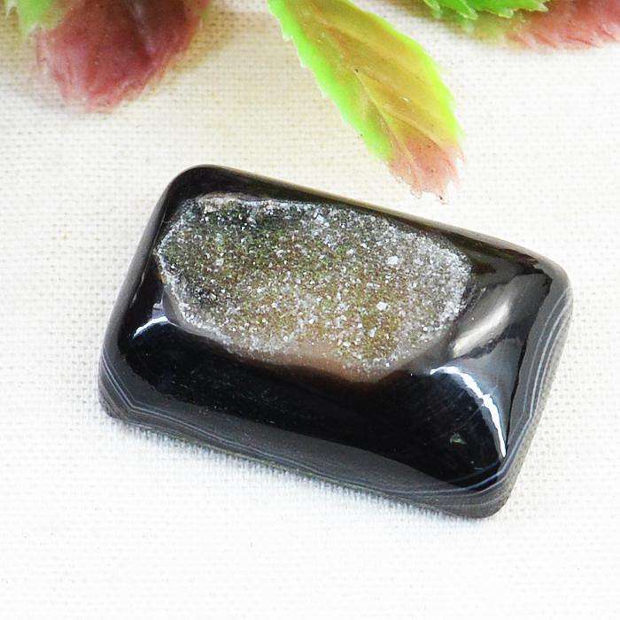 gemsmore:Amazing Natural Black Druzy Onyx Untreated Loose Gemstone