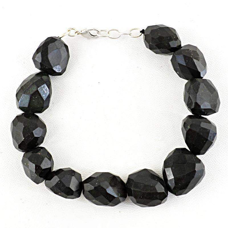 gemsmore:Amazing Natural Black Spinel Bracelet Faceted Beads