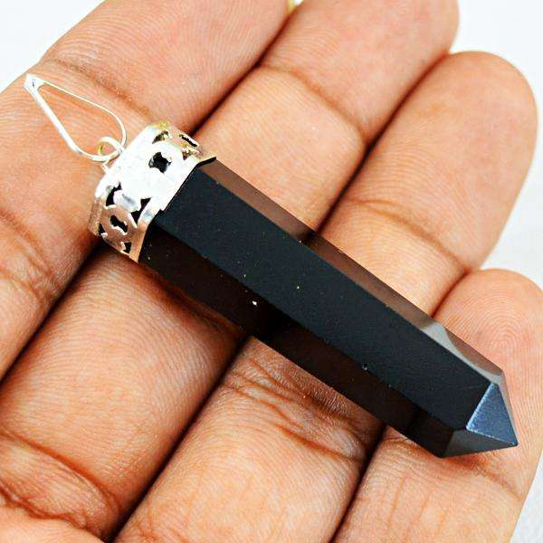 gemsmore:Amazing Natural Black Spinel Healing Point Pendant