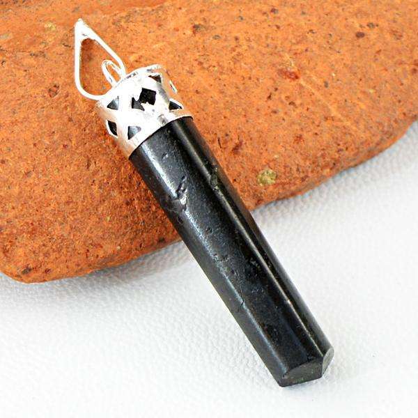 gemsmore:Amazing Natural Black Spinel Healing Point Pendant