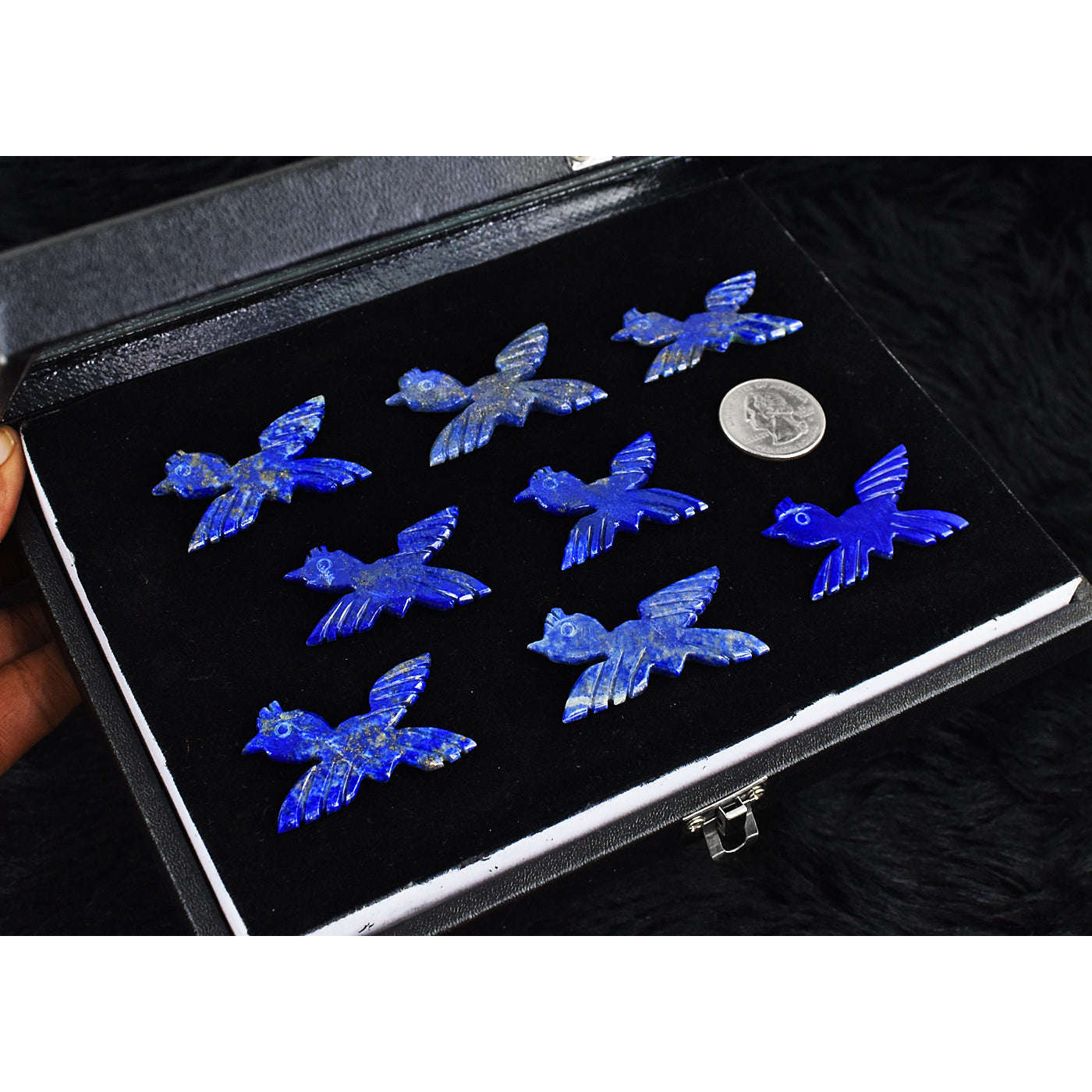 gemsmore:Amazing Natural Blue Lapis Lazuli Untreated Bird Cabochon