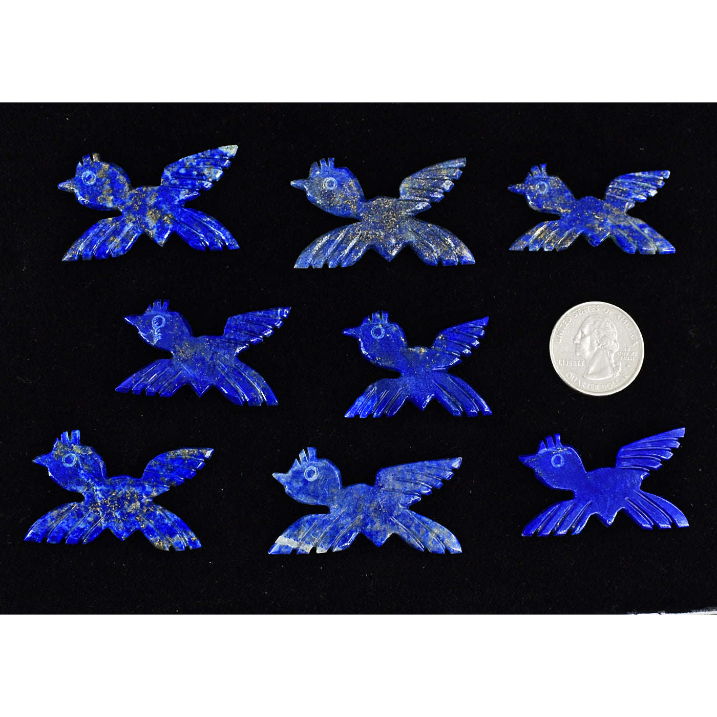 gemsmore:Amazing Natural Blue Lapis Lazuli Untreated Bird Cabochon