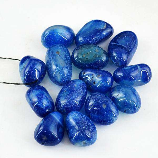 gemsmore:Amazing Natural Blue Onyx Drilled Beads Lot