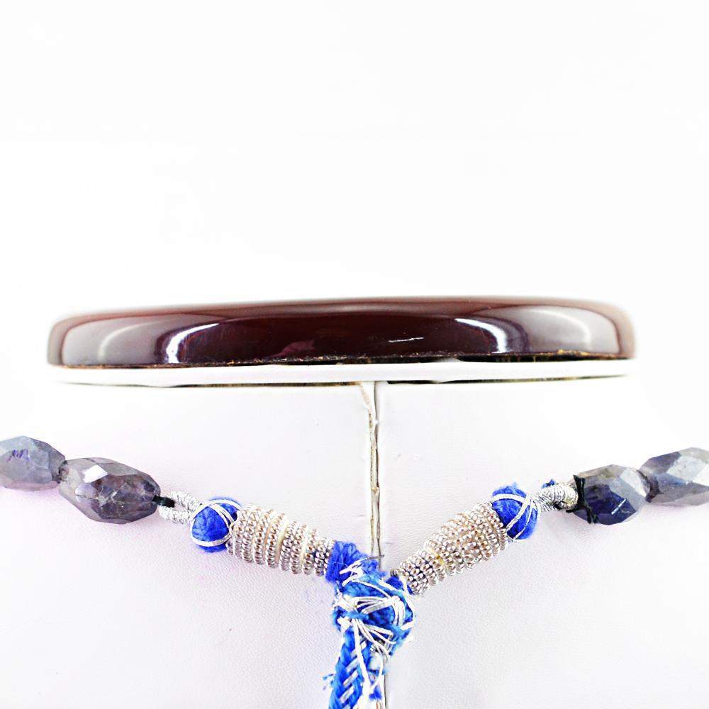 gemsmore:Amazing Natural Blue Tanzanite Necklace Faceted Beads