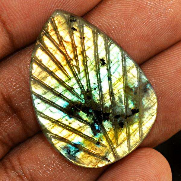 gemsmore:Amazing Natural Golden Flash Labradorite Carved Loose Gemstone