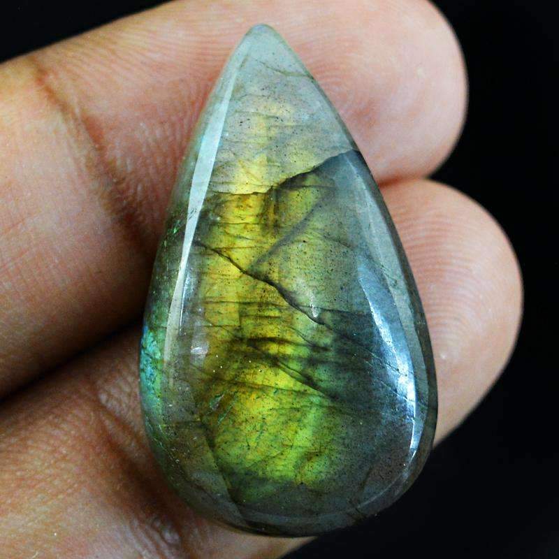 gemsmore:Amazing Natural Golden Flash Labradorite Gemstone - Pear Shape