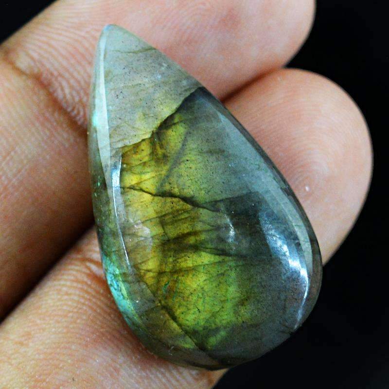 gemsmore:Amazing Natural Golden Flash Labradorite Gemstone - Pear Shape