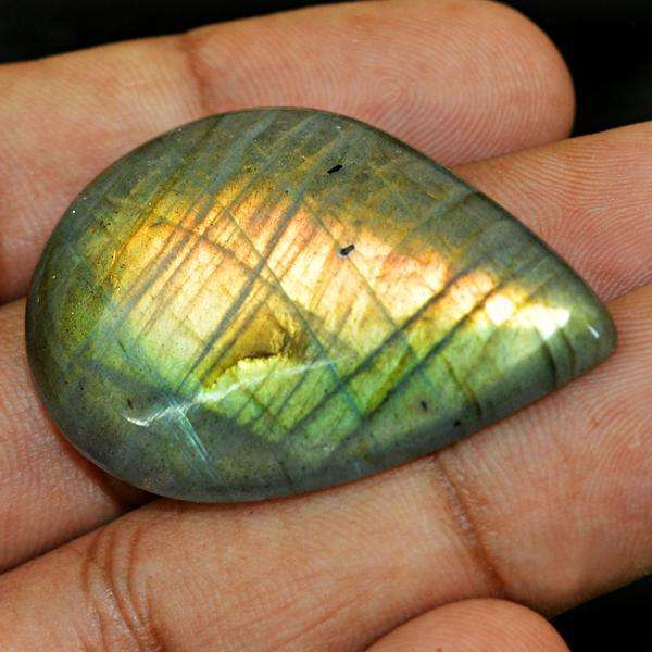 gemsmore:Amazing Natural Golden Flash Labradorite Pear Shape Loose Gemstone