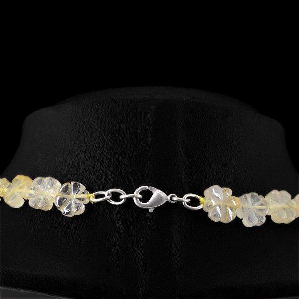 gemsmore:Amazing Natural Golden Rutile Quartz Necklace Carved Beads