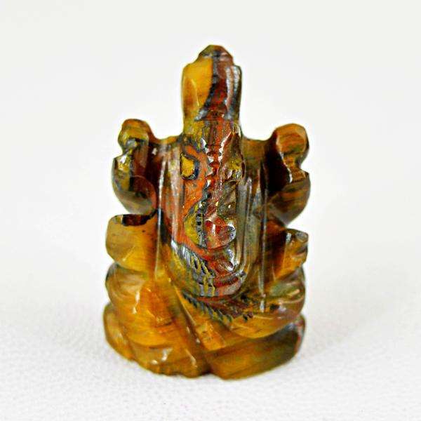 gemsmore:Amazing Natural Golden Tiger Eye Carved Ganesha Gemstone