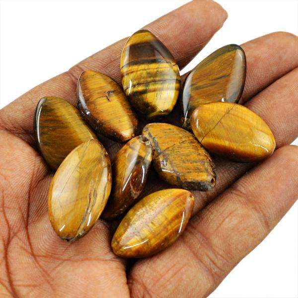 gemsmore:Amazing Natural Golden Tiger Eye Drilled Beads Lot