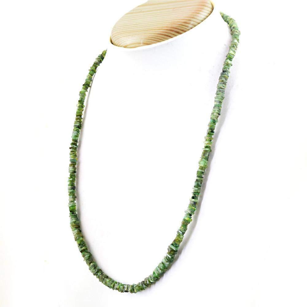 gemsmore:Amazing Natural Green Emerald Necklace Untreated Beads
