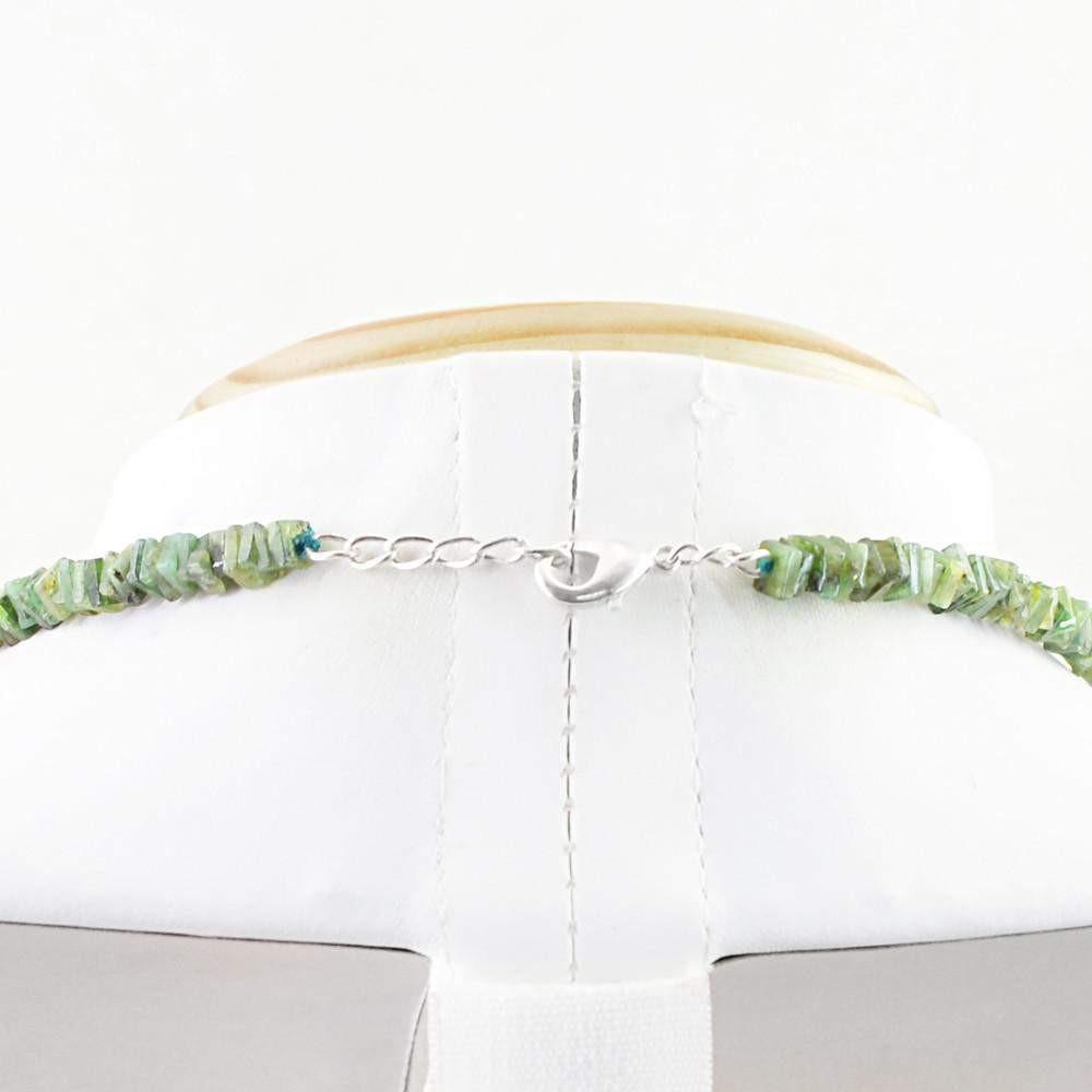 gemsmore:Amazing Natural Green Emerald Necklace Untreated Beads