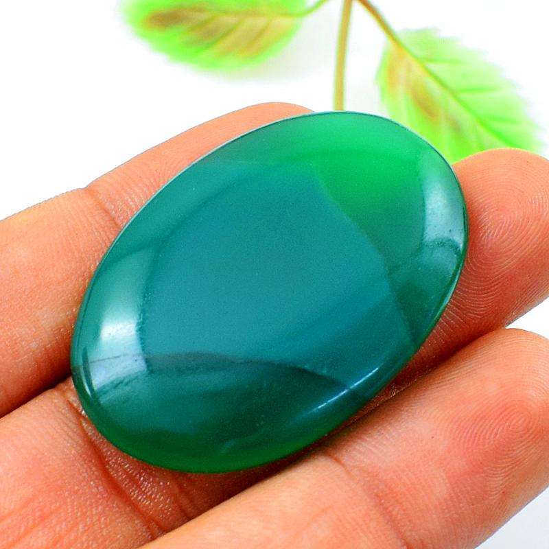gemsmore:Amazing Natural Green Onyx Oval Shape Loose Gemstone