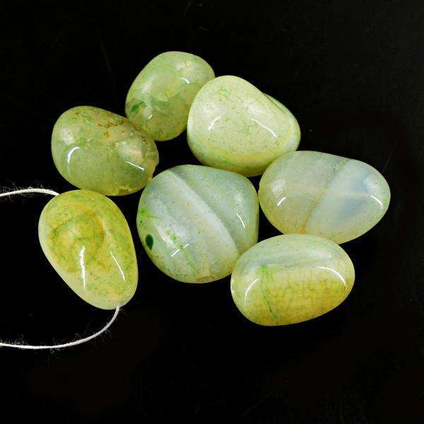 gemsmore:Amazing Natural Green Onyx Untreated Drilled Beads Lot