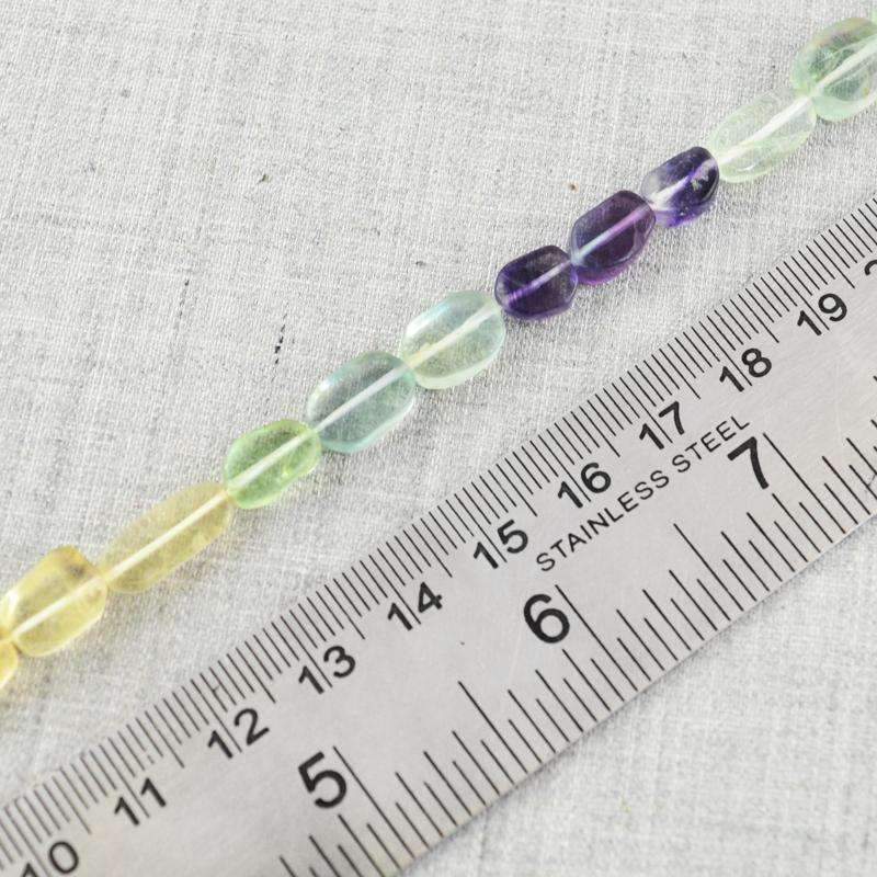 gemsmore:Amazing Natural Multicolor Fluorite Drilled Beads Strand