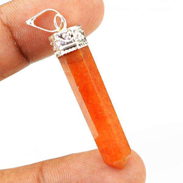 gemsmore:Amazing Natural Orange Aventurine Healing Point Pendant
