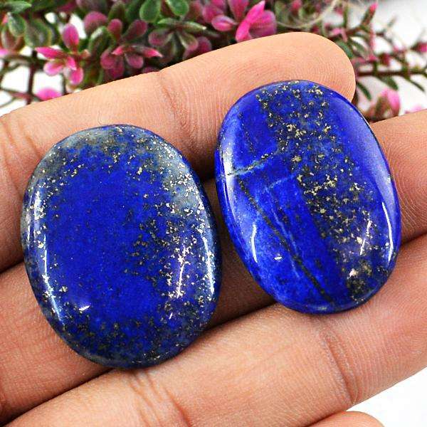 gemsmore:Amazing Natural Oval Shape Blue Lapis Lazuli Loose Gemstone Pair