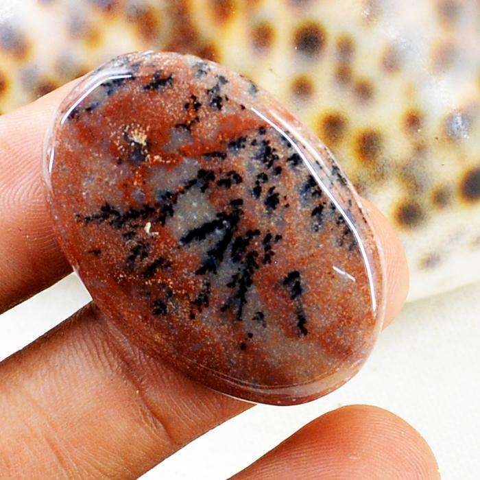 gemsmore:Amazing Natural Oval Shape Dendrite Opal Untreated Loose Gemstone