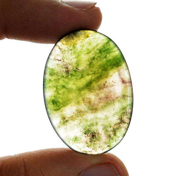 gemsmore:Amazing Natural Oval Shape Green Moss Agate Untreated Loose Gemstone
