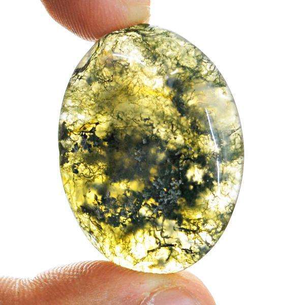 gemsmore:Amazing Natural Oval shape Moss Agate Untreated Loose Gemstone