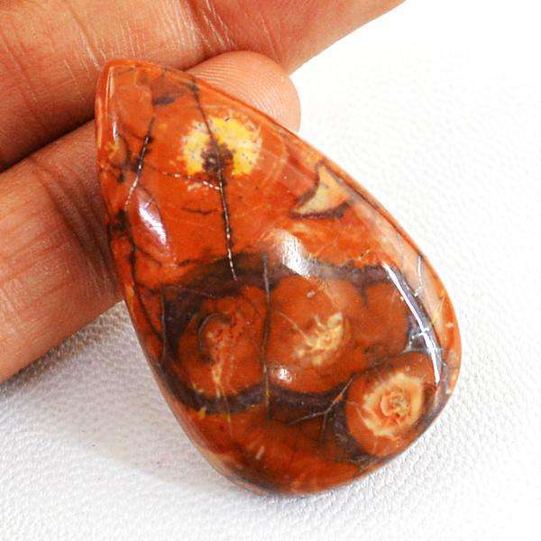 gemsmore:Amazing Natural Pear Shape Bird Eye Jasper Untreated Loose Gemstone