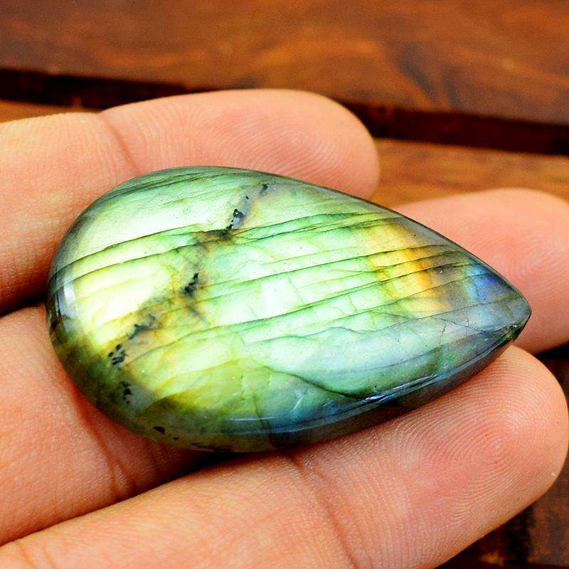gemsmore:Amazing Natural Pear Shape Golden Flash Labradorite Gemstone