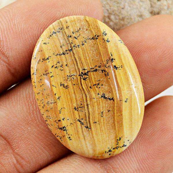gemsmore:Amazing Natural Picture Jasper Oval Shape Untreated Loose Gemstone