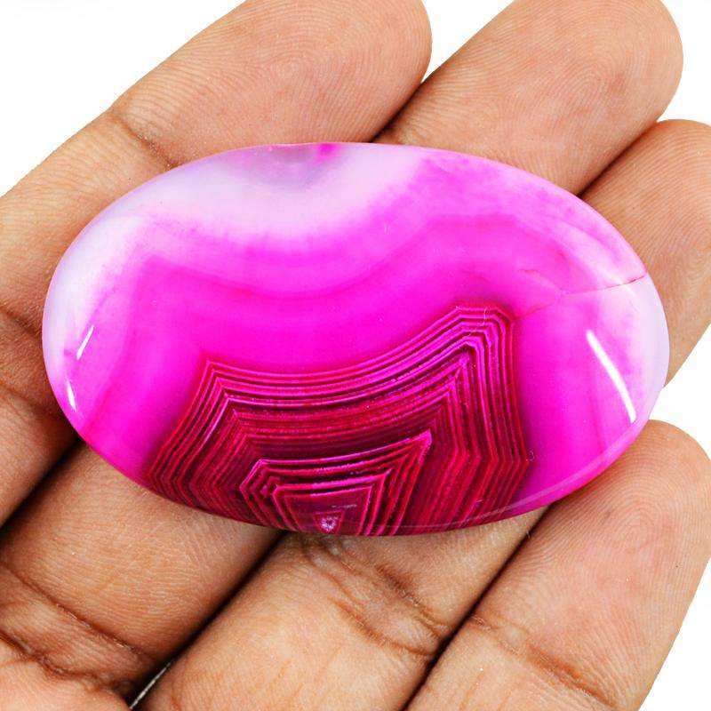 gemsmore:Amazing Natural Pink Onyx Gemstone - Oval Shape
