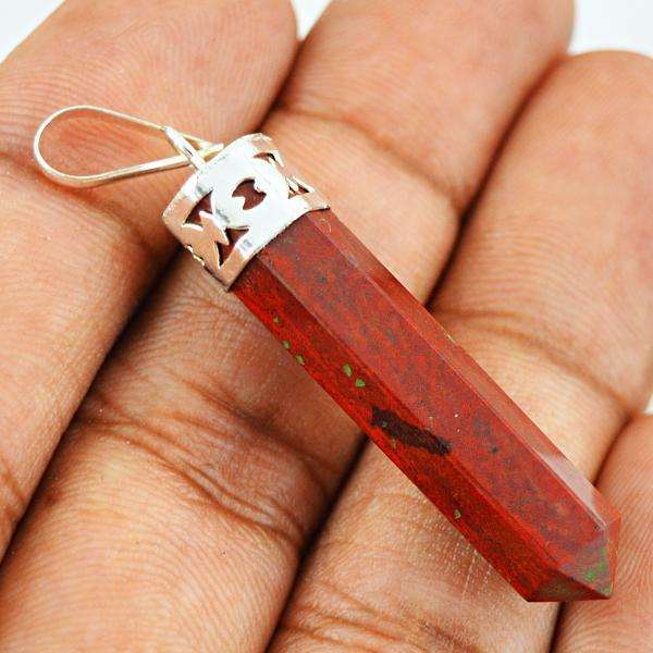 gemsmore:Amazing Natural Red Jasper Healing Point Pendant